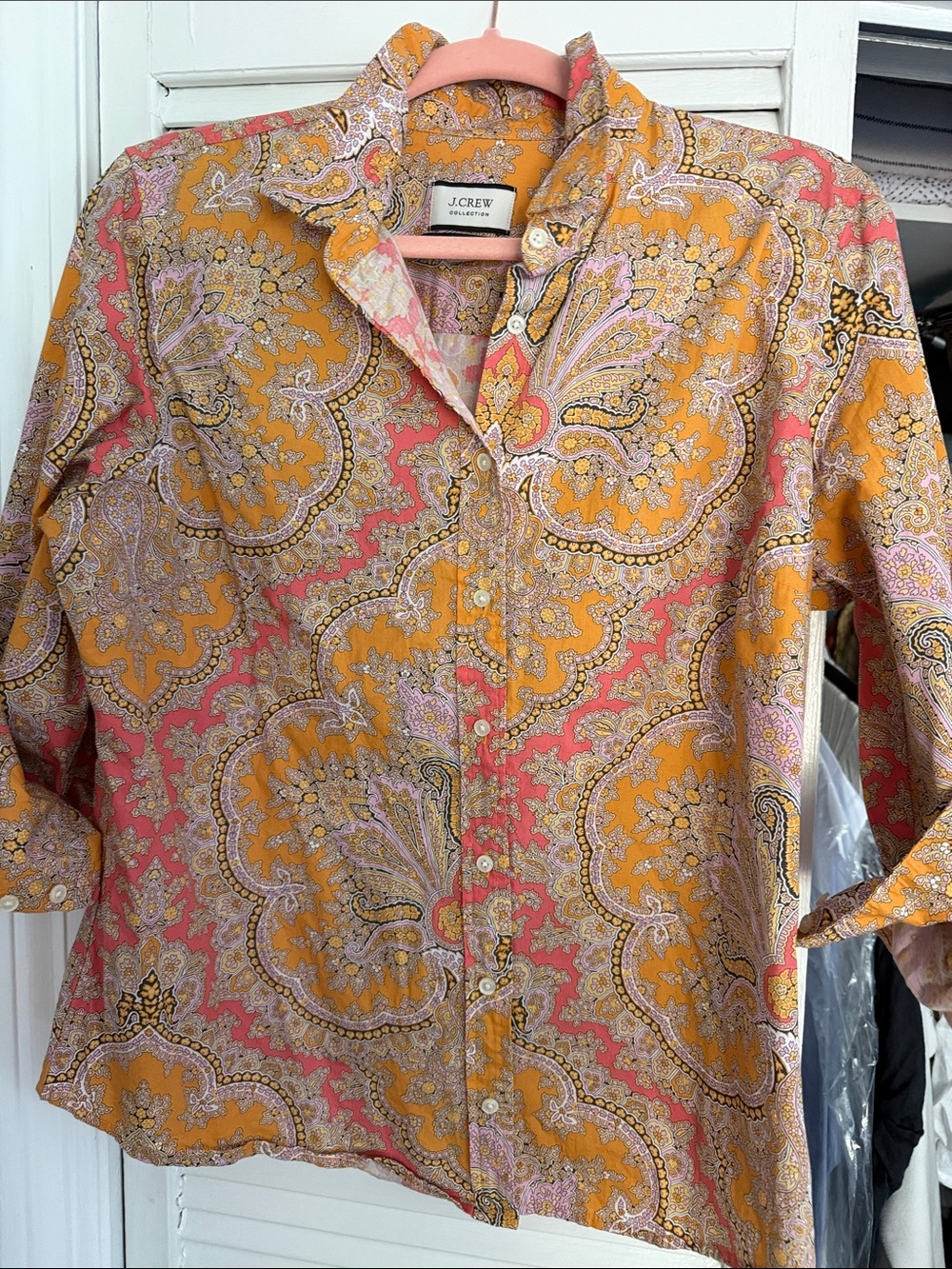 J. Crew Paisley Button-Down Shirt in Mustard and Pink